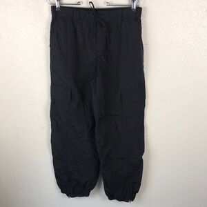 Zara Nylon Parachute Cargo Pants in Black Size Small